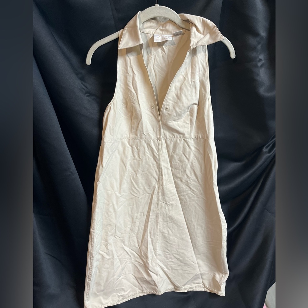 Linen women’s tan collared dress